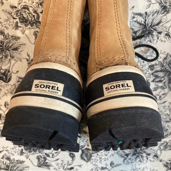 SOREL Sz 4 Caribou Leather and  Rubber Wool Lining Waterproof Boots - Picture 7 of 14